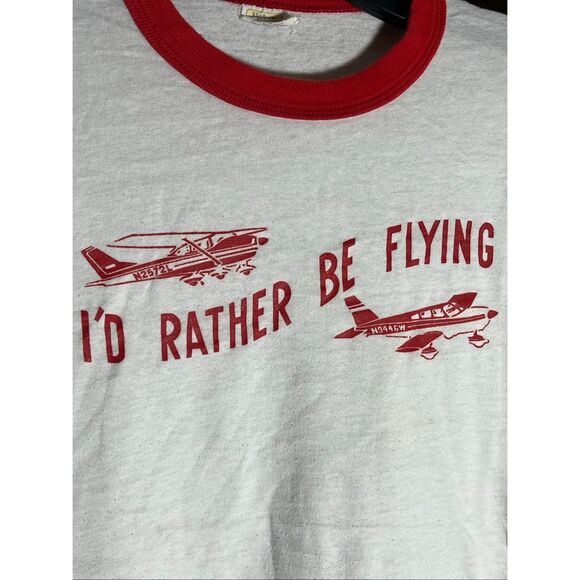 Vintage 80s Id Rather Be Flying Ringer Tee - Picture 2 of 5